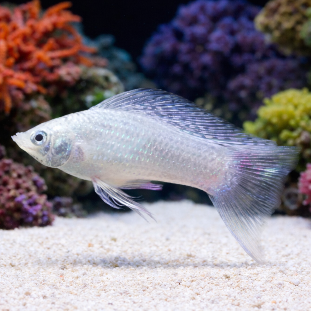 Saltwater Platinum Sailfin Molly (Algae Eater, Self-Propagating)