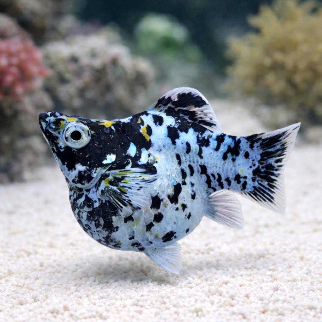 Saltwater Dalmatian Balloon Belly Molly (Great Algae Eaters)
