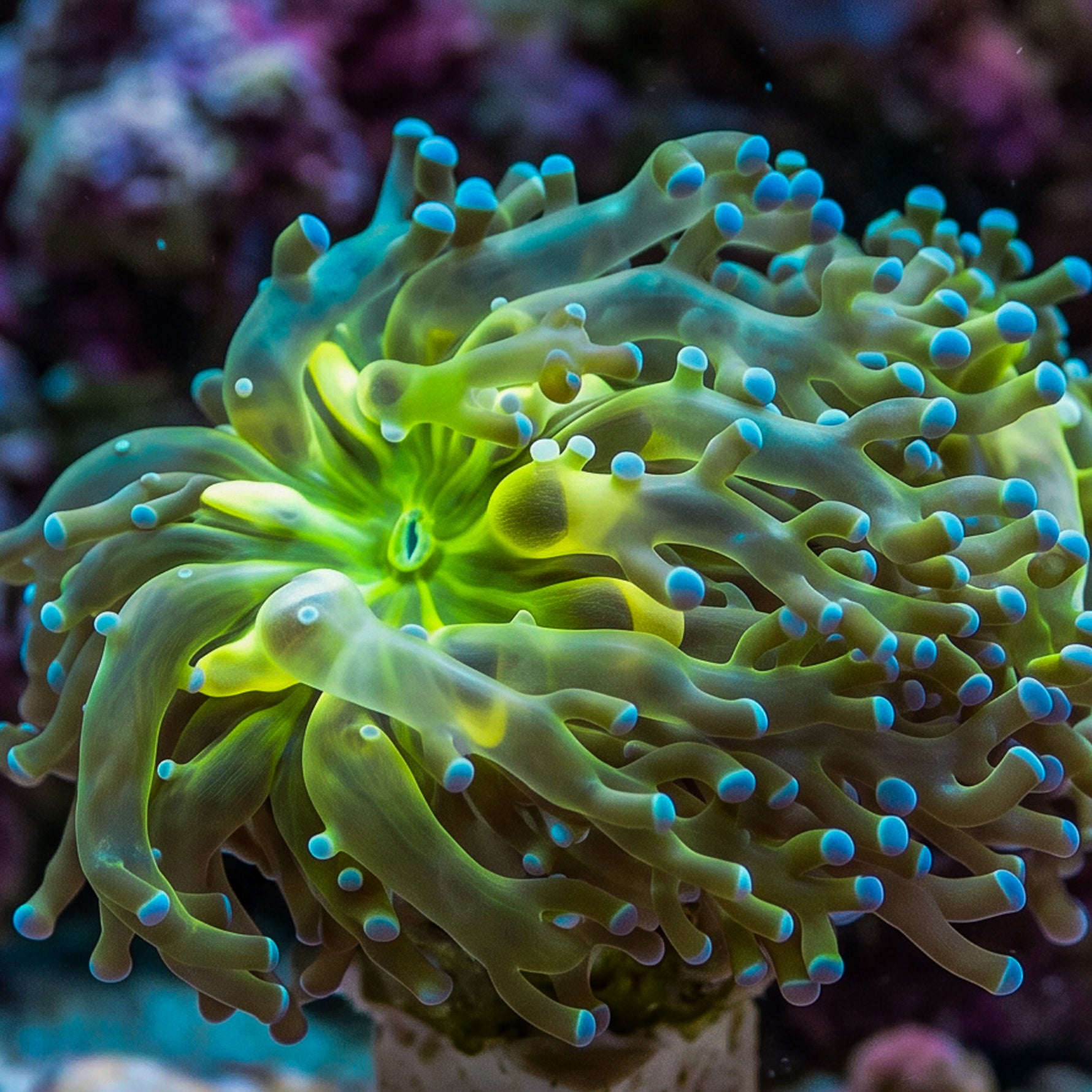 Blue Tip Green Mouth Branching Frogspawn